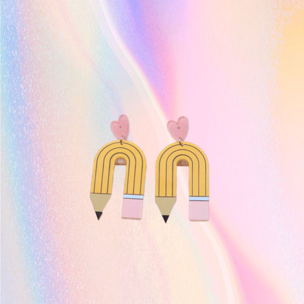 FASHION PENCIL RAINBOW EARRINGS TEACHER APPRECIATION GIFT CUTE TRENDY